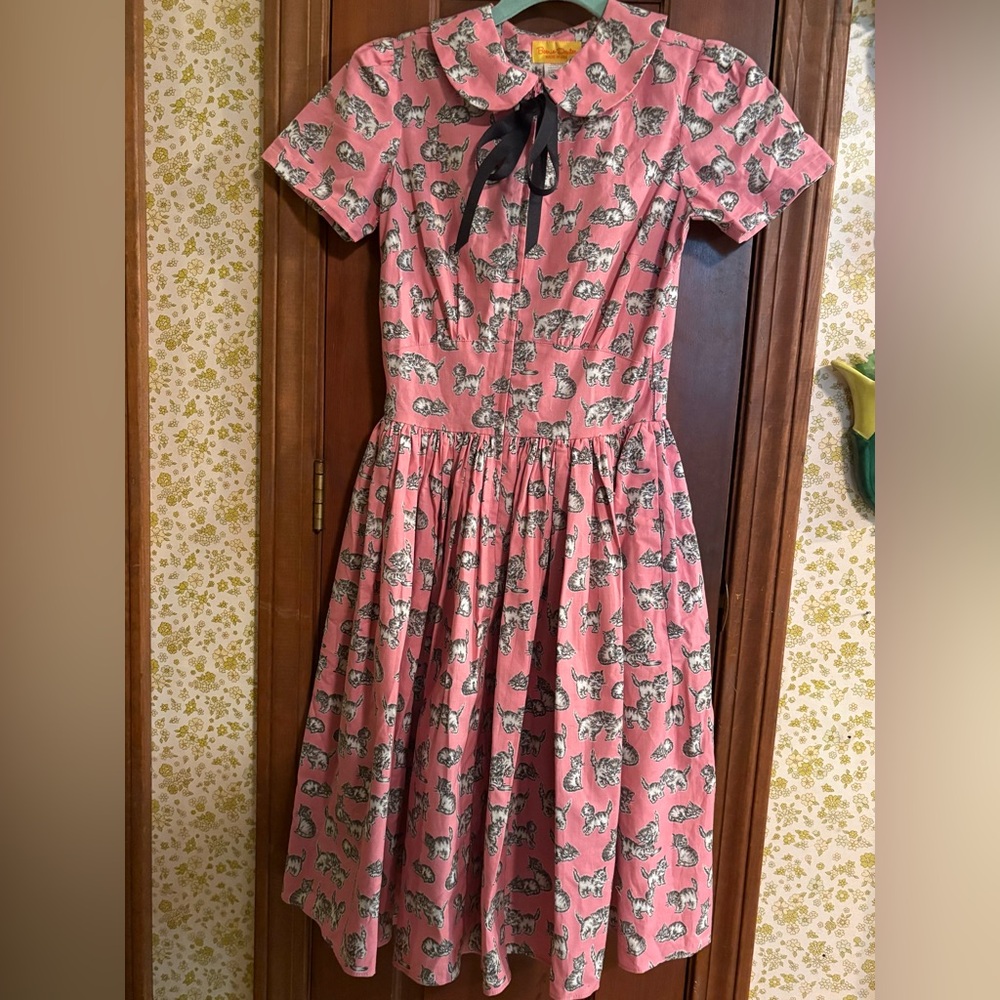 Bernie Dexter Pink Kitten Print Dress